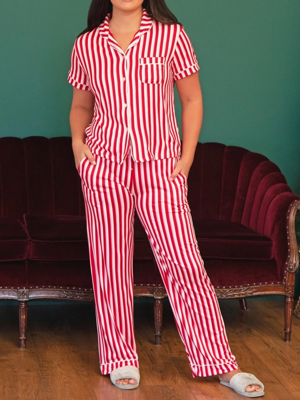 Hello Mello Stripped PJ Set